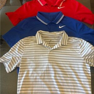 Nike Polo Shirt Set - Red, Blue, and Gray Stripes
